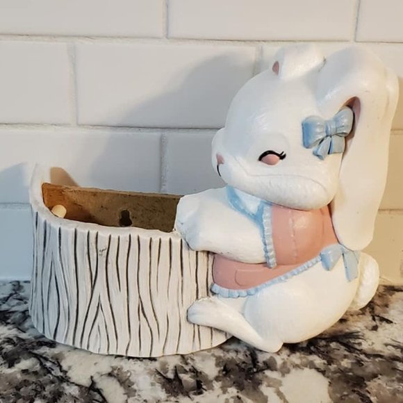 1990s Burwood Love Wall Decor and Wall Pockets Nursery Kids Decor Bunny Rabbits - Picture 4 of 6